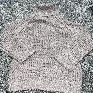 Lulus Turtleneck Thick Cable Knit Sweater Long Sleeve Dusty Rose Pink Size Large